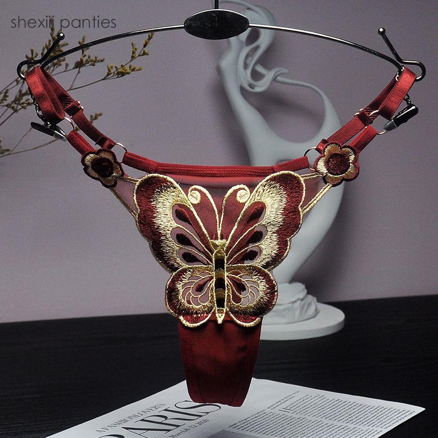 Sexy Spitzen-Tanga für Damen, Schmetterling, niedrige Taille, verstellbare Taille, Höschen 150