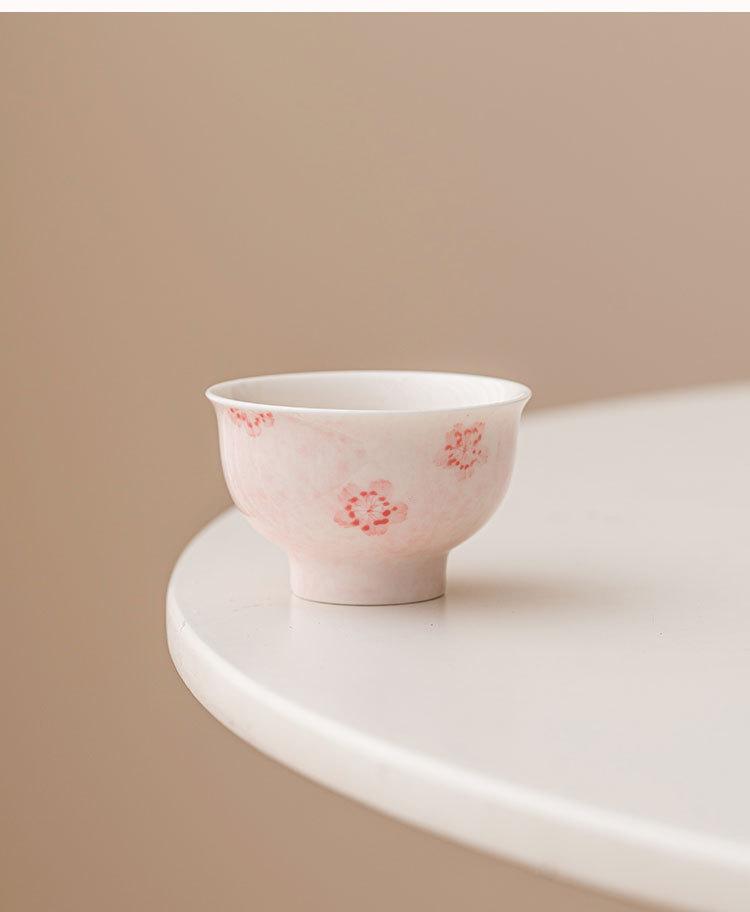 Suet Jade Tea Cup Handmade Cherry Japanese Ceramic Teacups Porcelain Tea Tasting Chinese Kungfu Household Teaware Master Cups
