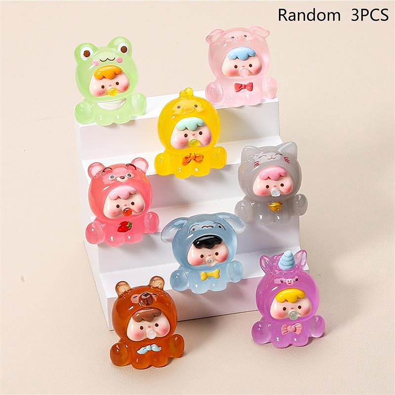 1/3Pcs/Bag Cute Luminous Animals Blowing Bubbles Doll Diy Home Decor Micro Landscape Ornament Car Accessories Dollhouse Toy Gift