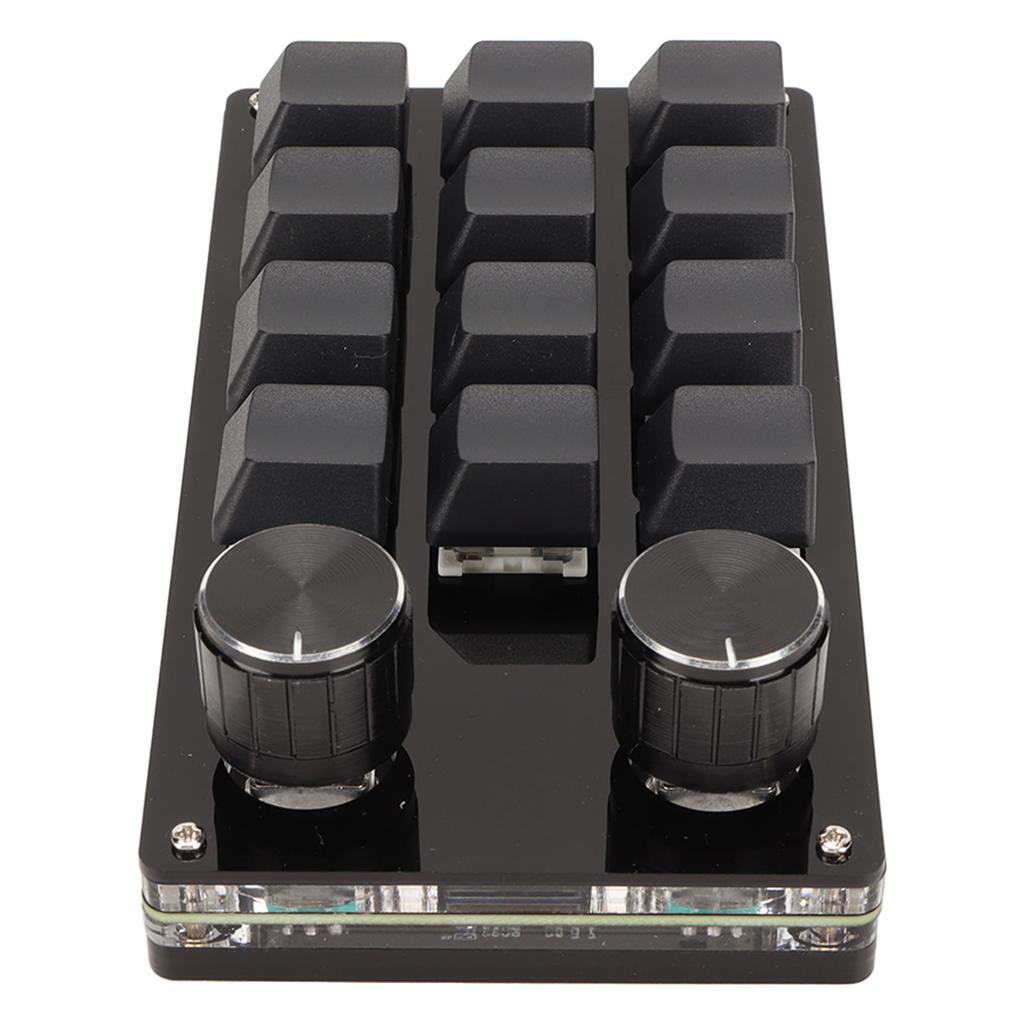 Mini Keypad 12 Keys 2 Knobs Blue Switch RGB Backlit Plug and Play Programmable Keypad for Gaming Office Media