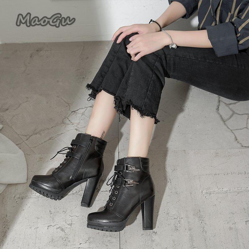 Fashion Winter Women Boots Warm High Heels Ankle Boots for Women Chunky Snow Boots Woman Winter 2025 Elegant Botas Mujer Invierno Black