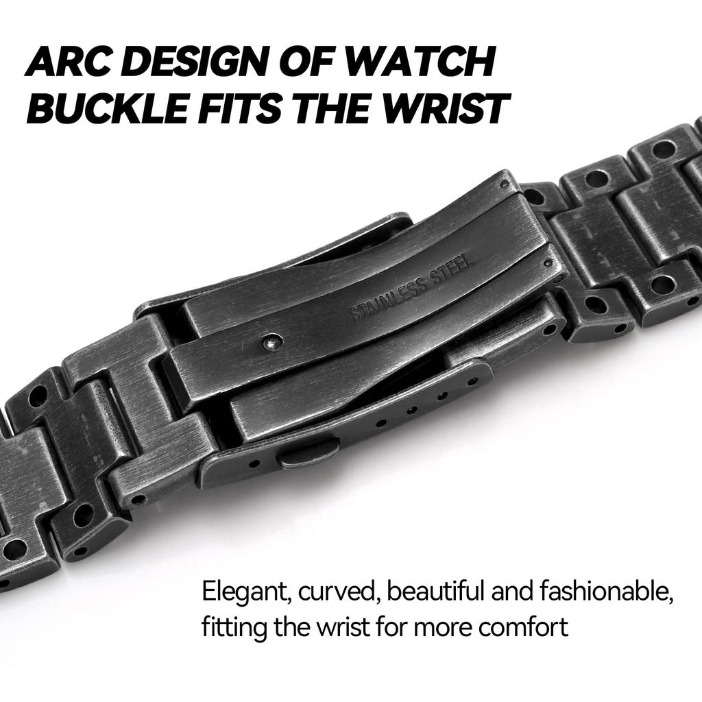 Korlexchi Metalllünette & Armband MOD-Kit für G-SHOCK GMW-B5000 Retro Schwarz 316L