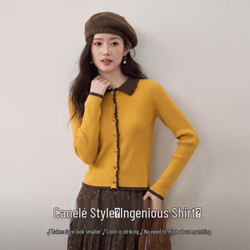 Women's Wool Blend Color-Block Knit Cardigan