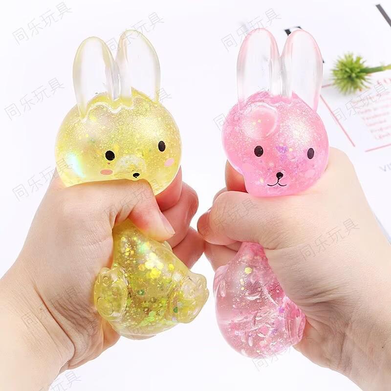 High-Value Cartoon Rabbit Crystal Decompression Squeeze Toy - Slow Rebound Maltose Edition