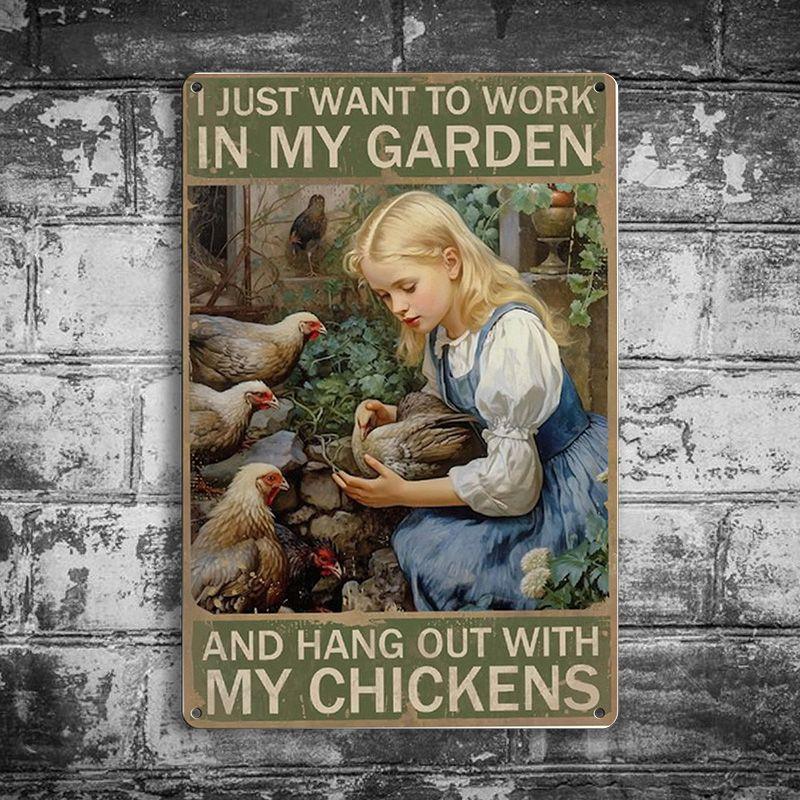 20CM Pastoral Life Artistic Conception Wall Hanging Painting Outdoor Wall Decoration Photography Props Iron Art Old Iron Painting