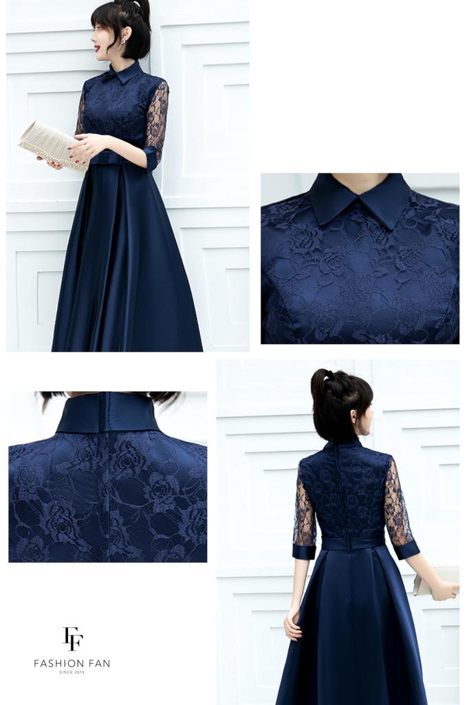 Party Dress Official Party Dress Royal Lace Satin Elegant Dress Wedding Coming of Age Ceremony Graduation Party Piano Recital Party Collar High Look
