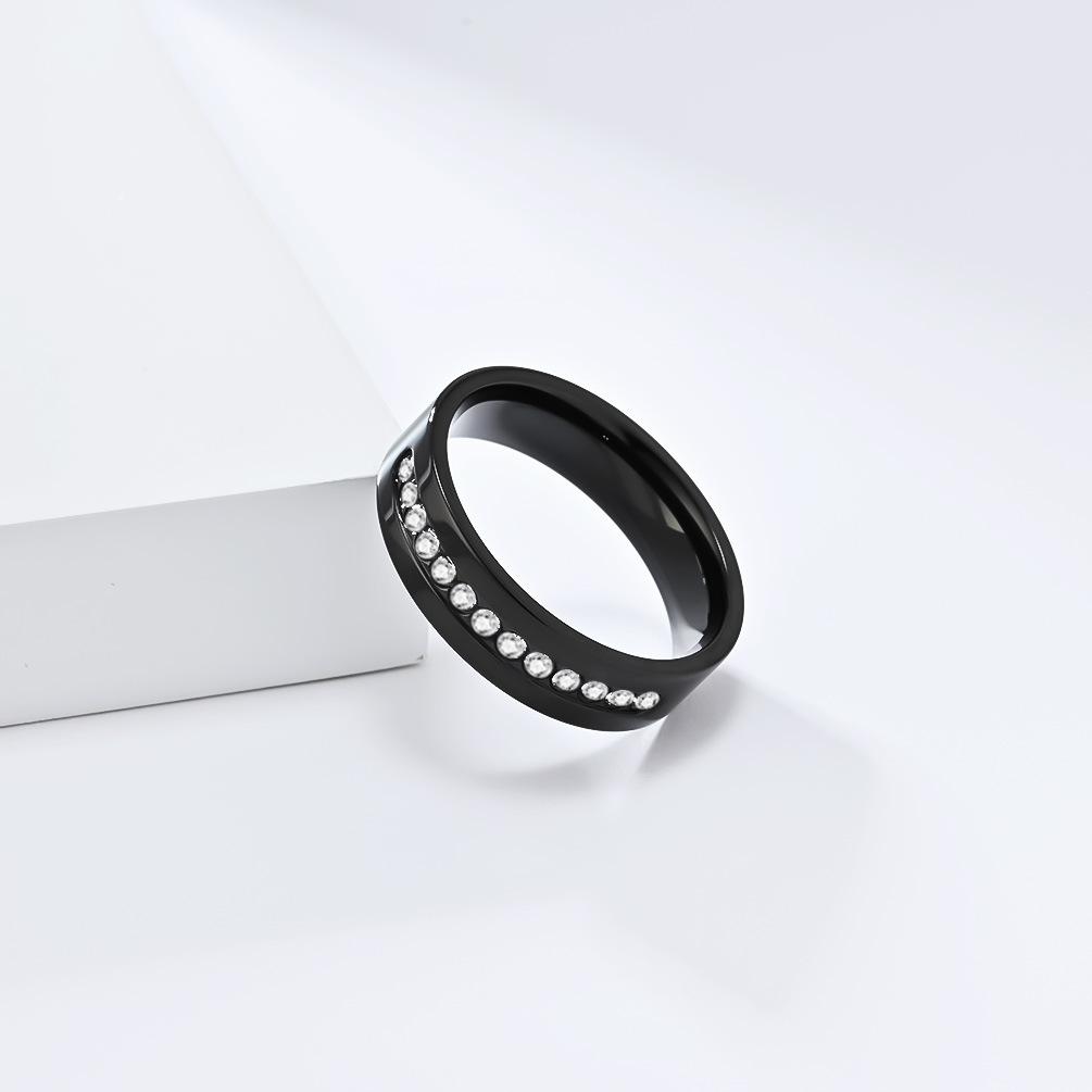 New Romantic Stainless Steel Shinny Zircon Ring for Couple Wedding Engagement Jewe