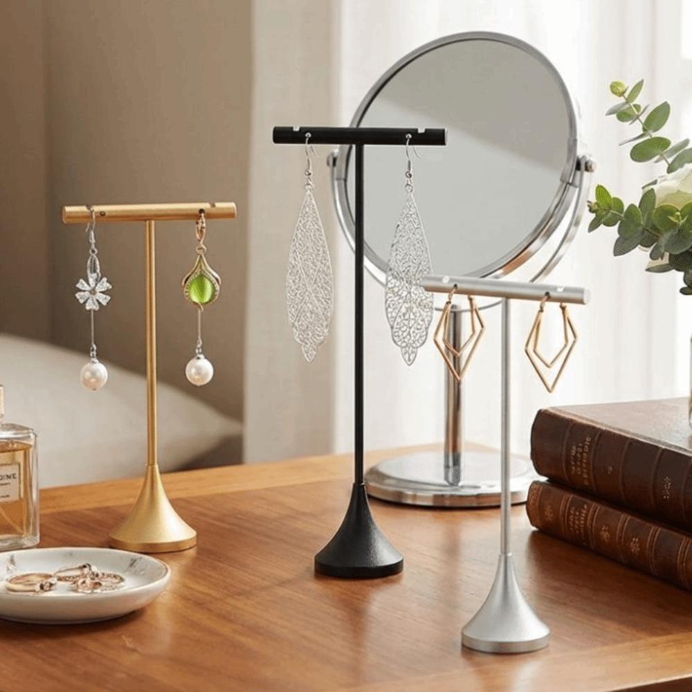 Aluminum Zinc Zinc Alloy T-Shape Earring Display Stand Dangle Jewelry Ring Organizer Jewelry Storage