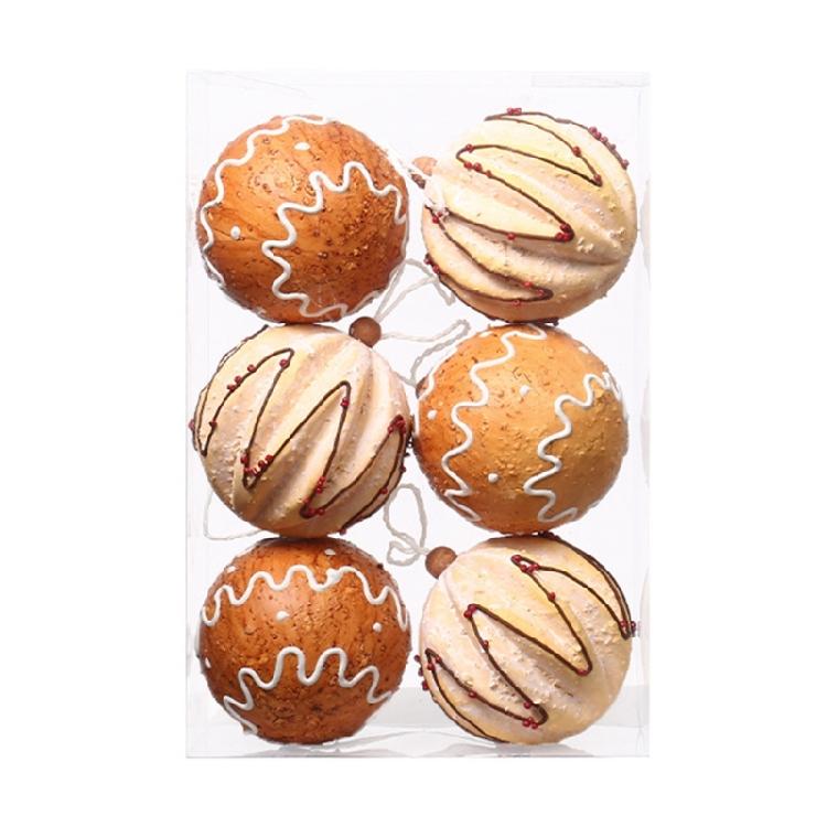 

Festival Charm 6 Pieces Christmas Tree Ornament with Elegant Color Gingerbreads Patterned Shatterproof Decoration світло-жовтого кольору