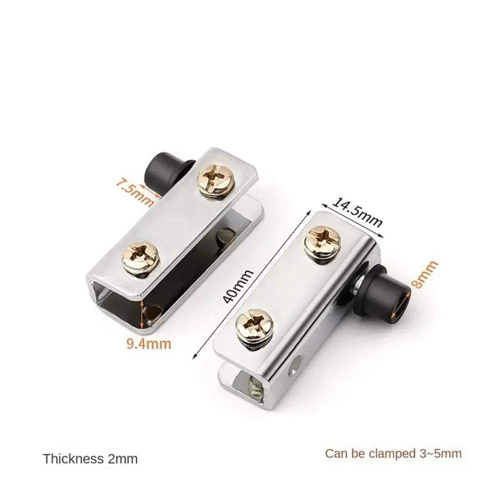 2Pcs Metal Glass Door Pivot Hinge Mirror Support Hook Accessories Concealed Hinges No Punching Multifunction Cabinet Clamp Hinge