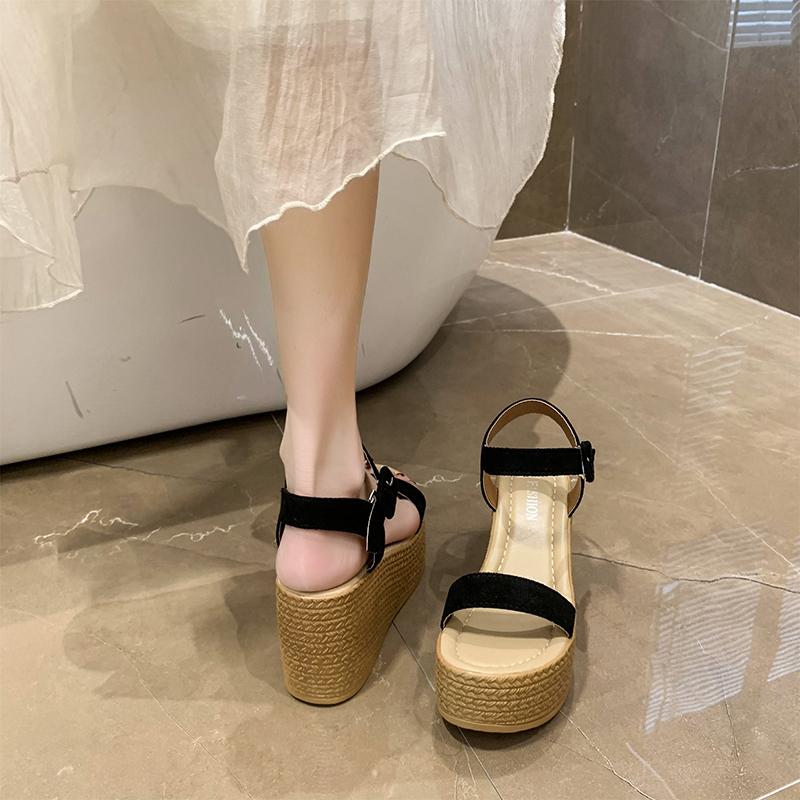 WTEMPO Dámské sandály se silnou podrážkou semišové přezka a šikmé podpatky příležitostné všestranné sandály proti skluzu dropshipping velkoobchod