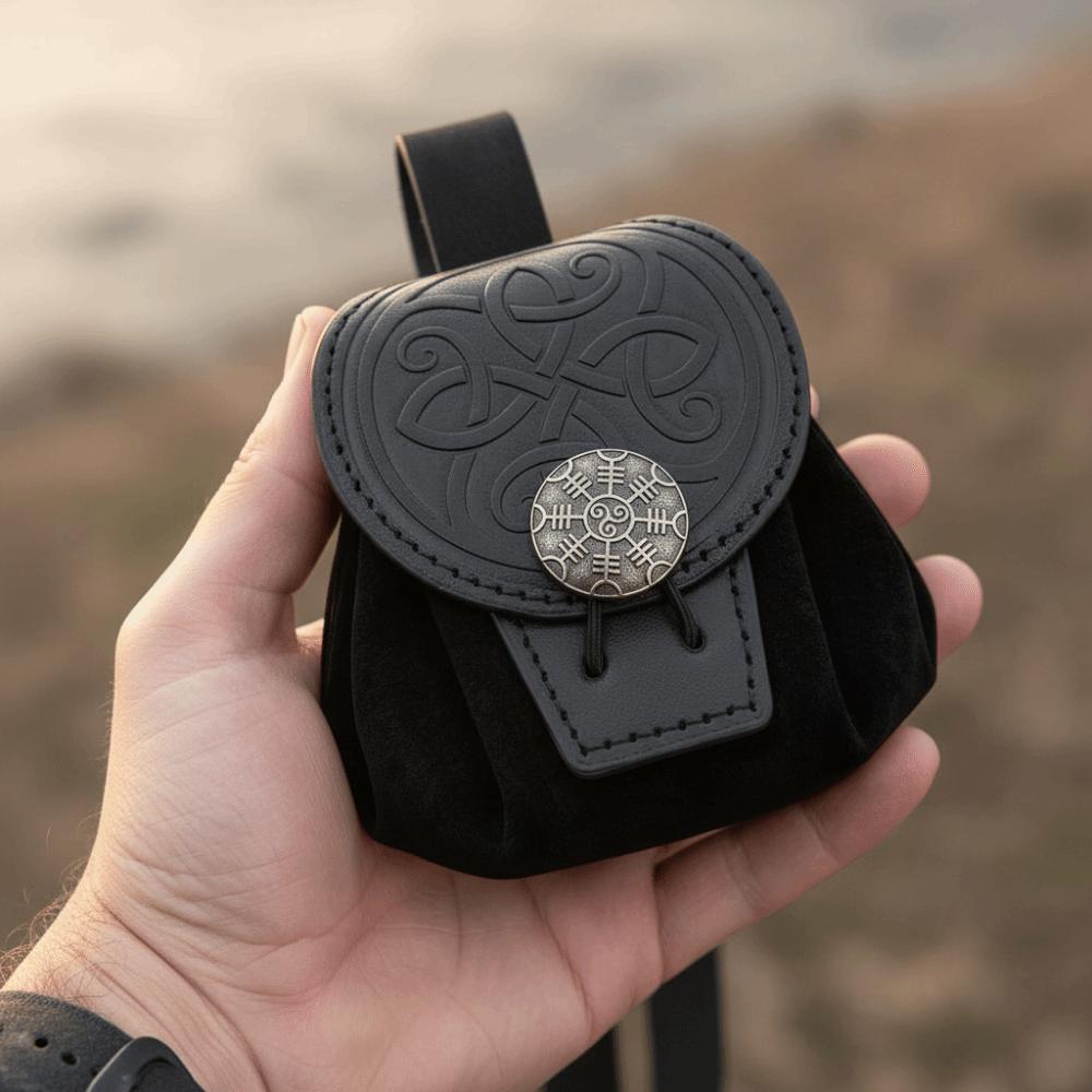 Vintage Hüft-Münzbeutel Geprägtes Design Gürteltasche Retro Kordelzug Bauchtaschen Mittelalterliches Thema