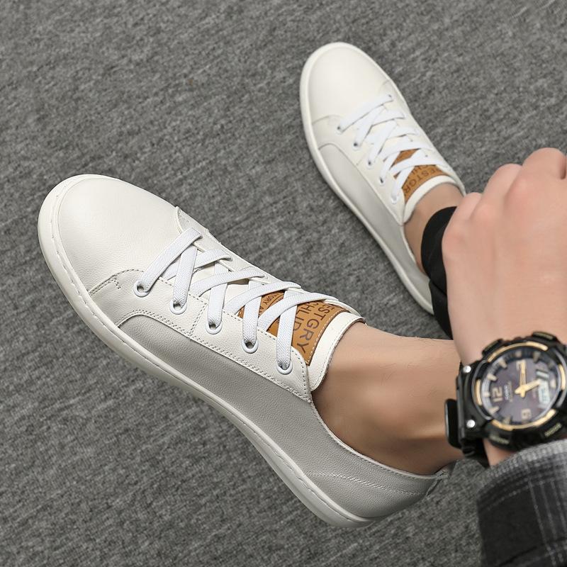 The first layer of cowhide white shoes men's summer new versatile trendy shoes leather breathable casual versatile board shoes single shoes