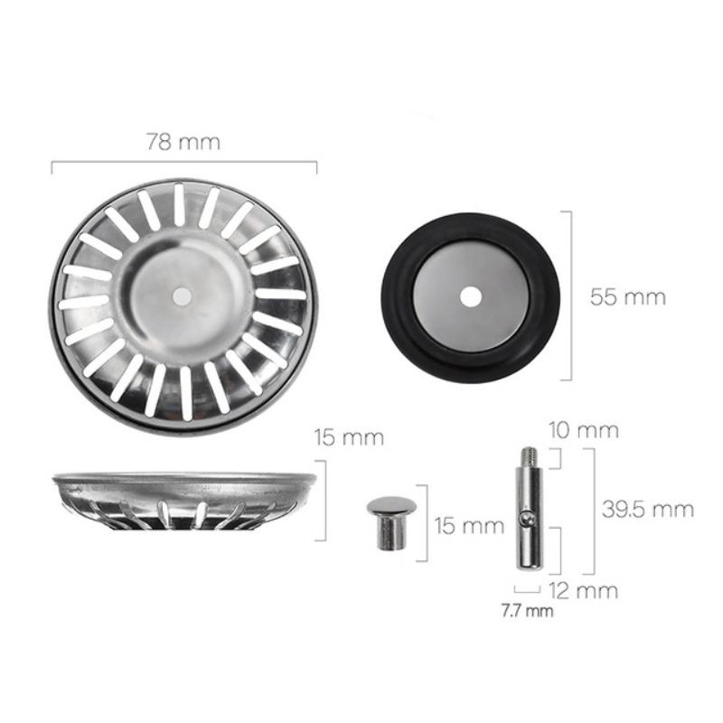 1pcs Stainless Steel Kitchen Sink Strainer Basket, Kitchen Sink Replacement Accessories for Drains Stopper