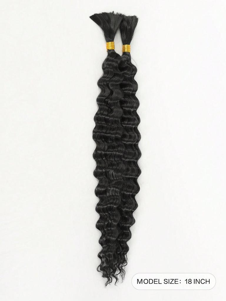 Synthetic Hair Extensions Wavy Bulk Wig Crochet Hair for Women's Everyday Use, 2 Bundles Per Pack, 18 Inches
