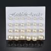 12 Pairs of White Pearl Carded Ear Studs: Authentic Minimalist Classic, Versatile Large & Small Ball Earrings Value Pack