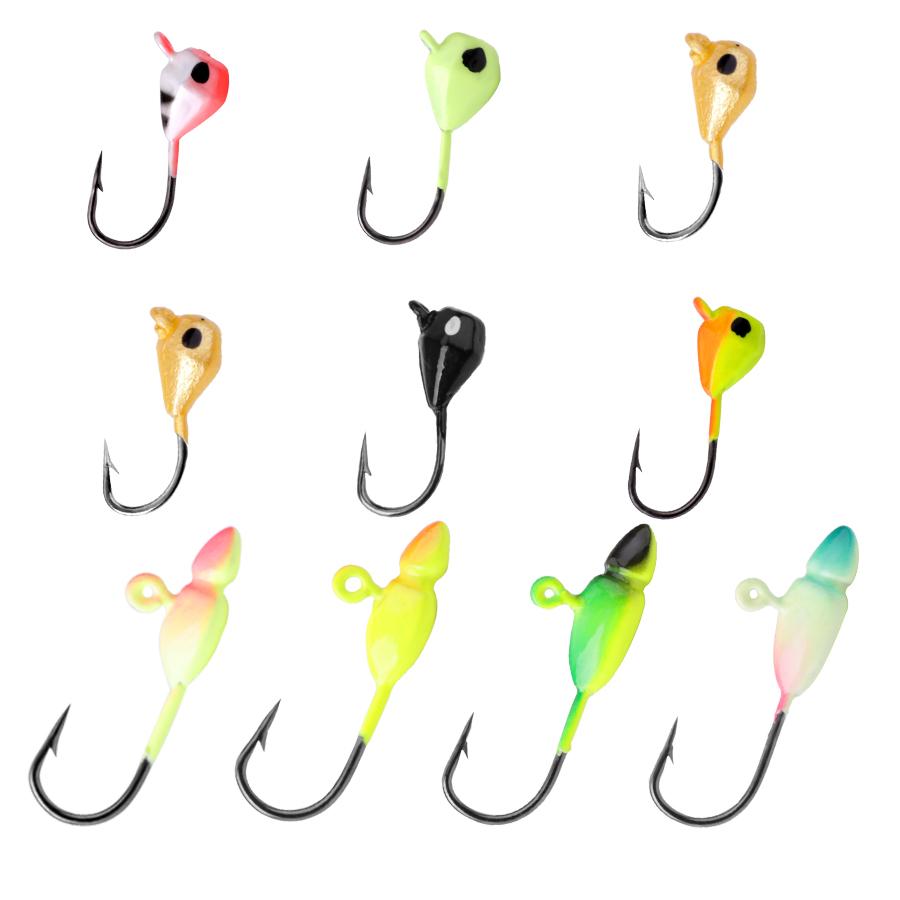 50Pcs Winter Ice Fishing Hooks Glow Ice Jig Bait 1.2-2.6g Jigging Fishing Lure Ice Jigs for Crappie Panfish Fishing Gear