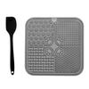 Pet Licking Mat Prevent Choking Silicone Dog Slow Feeder Pad with Suction Cups for Puppy Cats Gray