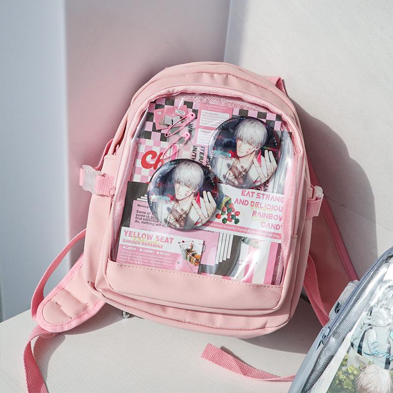 Y2K Søt Mini Ryggsekk Dame Kawaii Ita-veske Søt Jente Gjennomsiktig Ryggsekk DIY Personlighetsvisning Sekk Lolita Skulderveske
