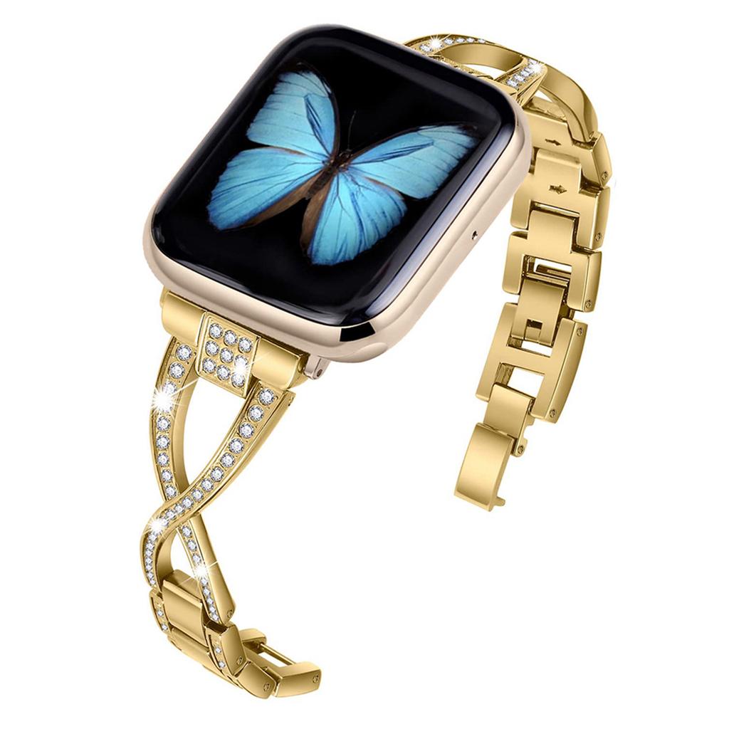 KALEBOL Cross Watch Band for Apple Watch Series 10 Ultra 9 8 7 SE 6 5 4 3 2 1 46mm 49mm 45mm 44mm 42mm Rhinestone Zinc Alloy Wrist Strap