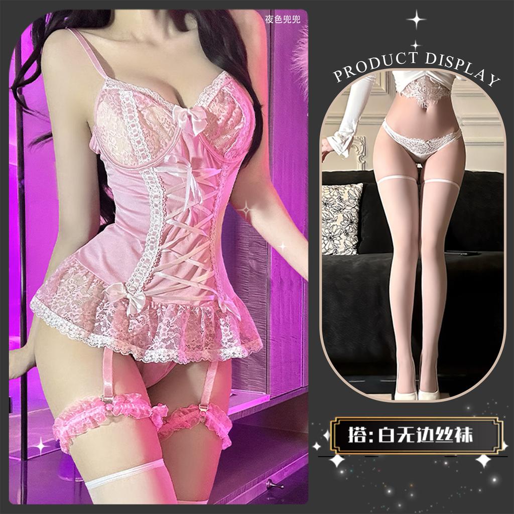Erotic underwear sexy sweet and spicy dream royal girl pure desire sweet strap bow abstinence set