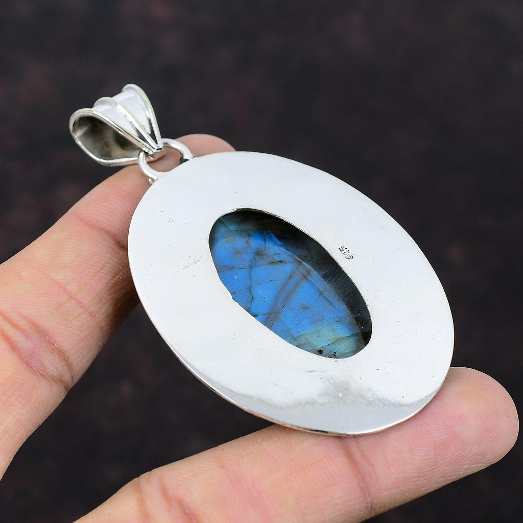 Labradorit Anhänger Natürlicher Edelstein Anhänger Vintage Anhänger Handgefertigter Schmuck 925 Sterling Silber Anhänger Labradorit Schmuck Geschenk für Frauen