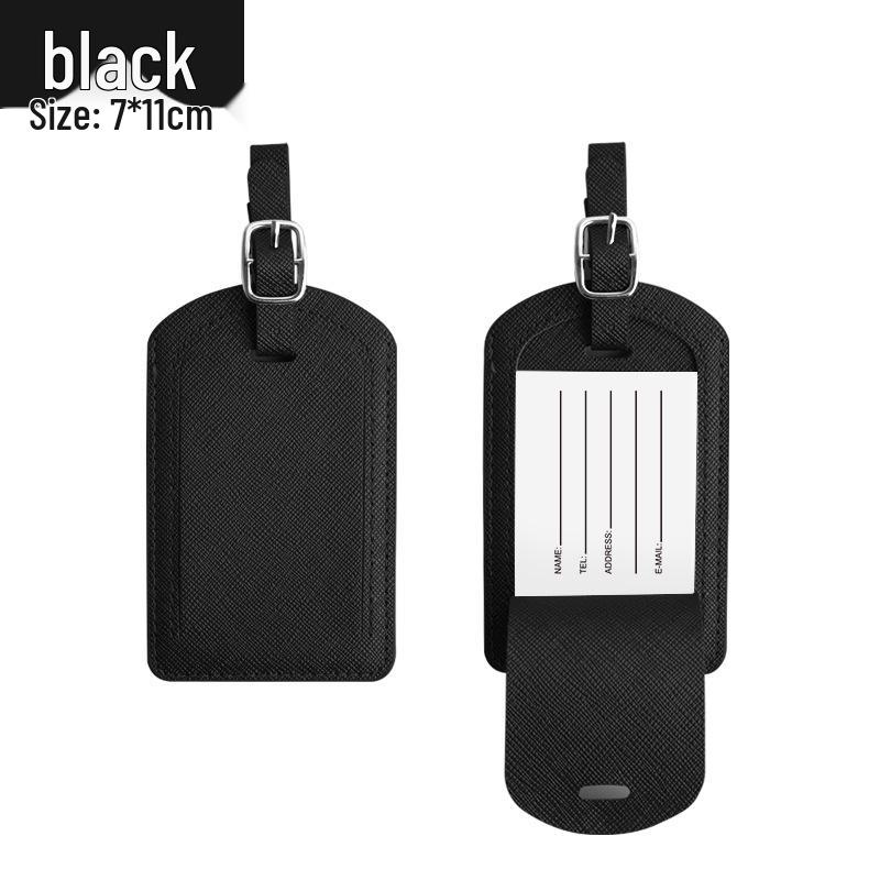 

Настраиваемая багажная бирка из ПУ кожи с бумажной карточкой и прострочкой масляным краем крест-накрест чёрный