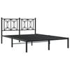Metal Bed Frame with Headboard Black 140 X 190 Cm