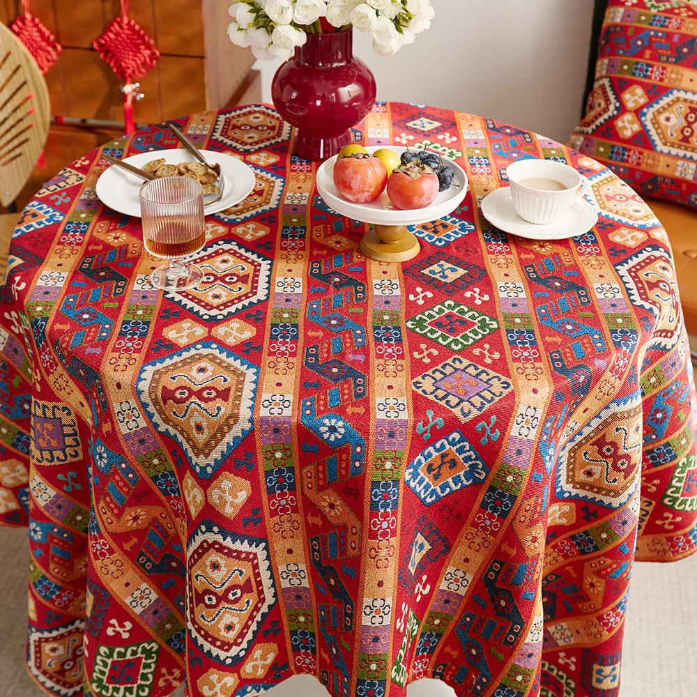 Tablecloth Red Festive Jacquard Table Cloth Round Table Cloth Tablecloth Thickened Coffee Table Cover