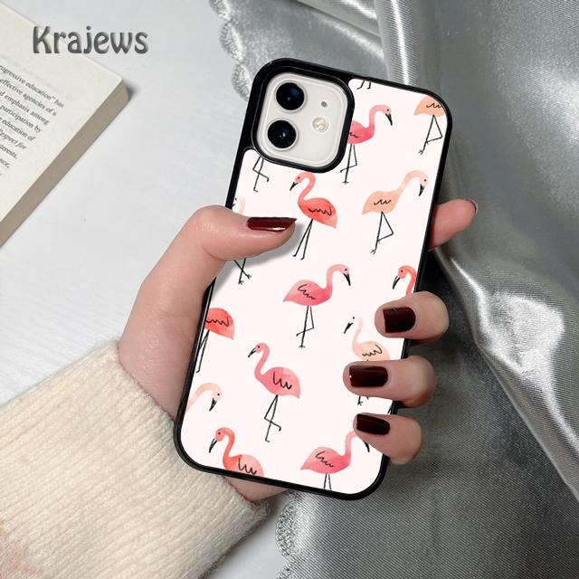 Krajews Animal Flamingo soft Phone Case Cover For iPhone 17 Air 16 15 14 plus 12 13 pro max coque Shell Fundas