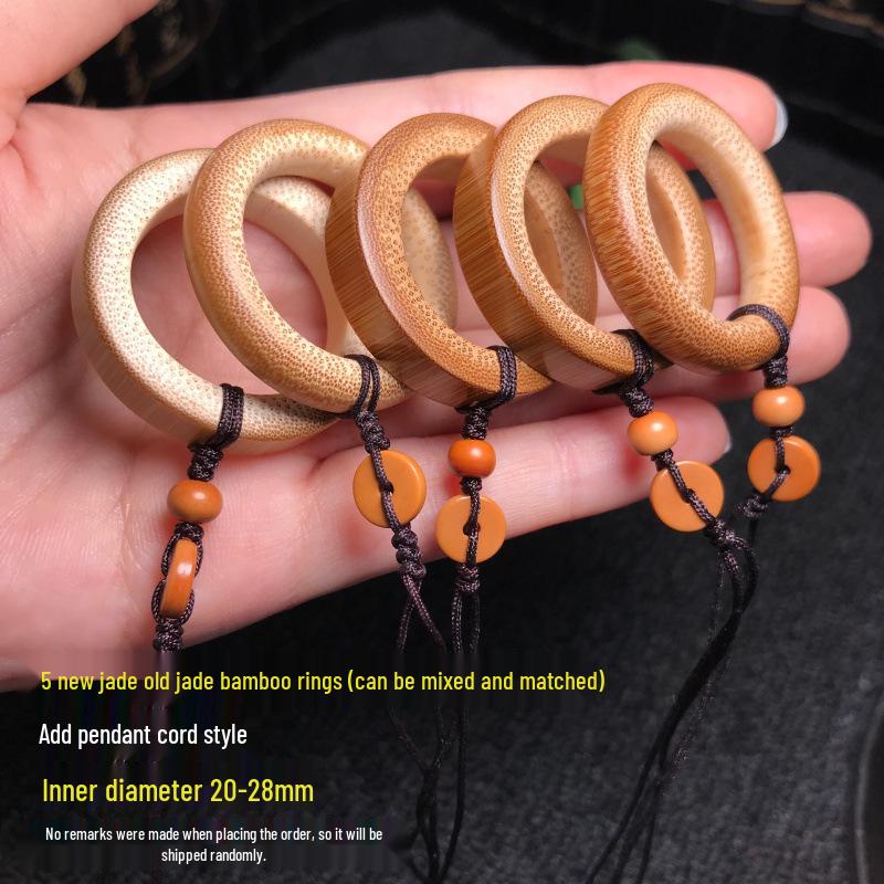 Handmade Double-Sided Polished Mottled Jade Bamboo Thumb Ring for Men and Women