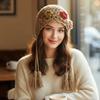 Hollow Out Crochet Knitted Hat Tassels Knit Cap Vintage Ethnic Style Hat  Girls