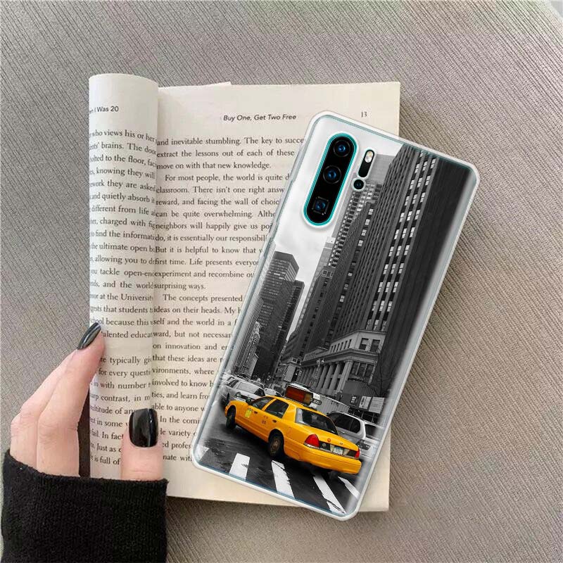 

NYC Yellow Taxi Cabs Phone Case For Huawei P50 Pro P10 P20 P30 P40 Lite Cover Mate 40 30 20 10 Lite Capa Shell Huawei P40 Lite