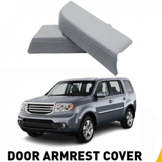 Fits 2009-2015 Honda Pilot Door Leather Front Back Panels Armrest Cover Gray EXV