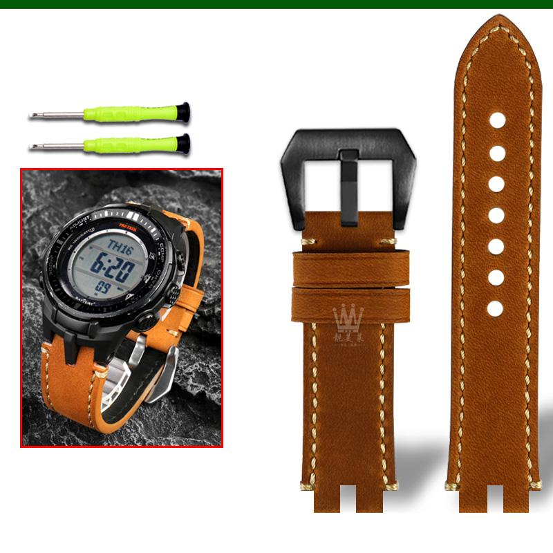 Classic Retro scrub Genuine Calfskin Watchband For Casio ProTrek PRW3000/3100/6000/6100Y PRG300 Series Bracelet Watch Accessories
