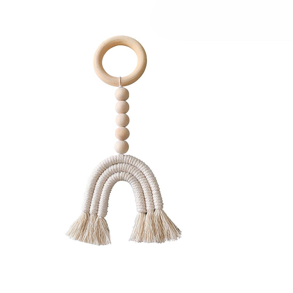 Solid Wood Ring Hanging Decoration Ins Nordic Decoration Children's Room Rainbow Ring Tassel Wooden Bead String Fun Decoration