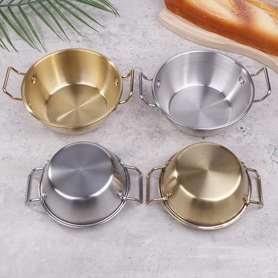 304 Stainless Steel Double Ear Snack Plate Seasoning Sauce Dipping Pickle Plate Cookware Saucepan Dry Pots With Handle