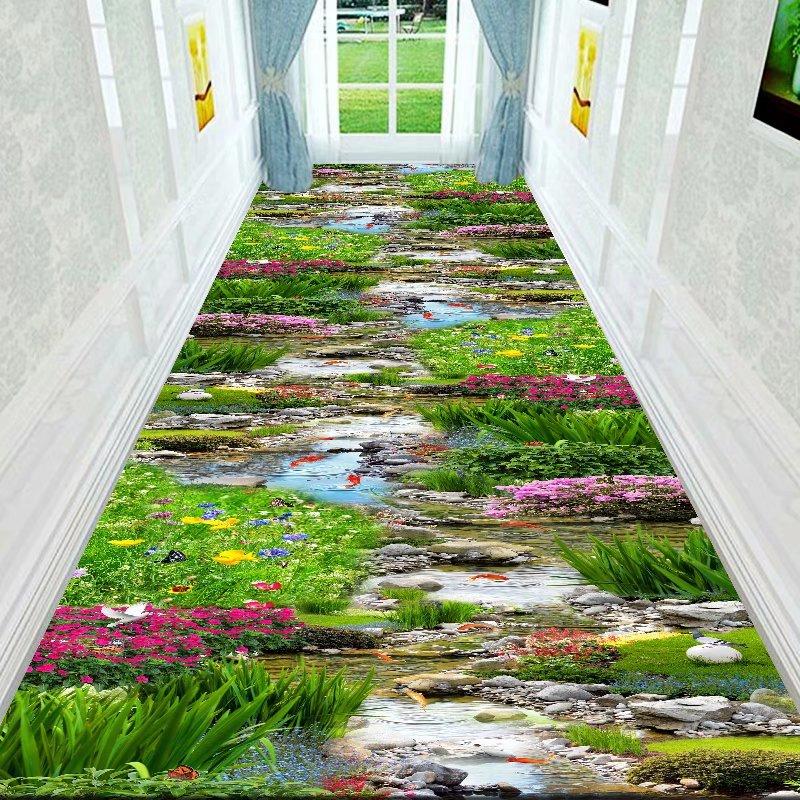 

Green Grass Path Pattern Living Room Mat Washable NonSlip Floor Mat Soft Vintage Mat Bedroom Dining Room Indoor Use 80*100CM