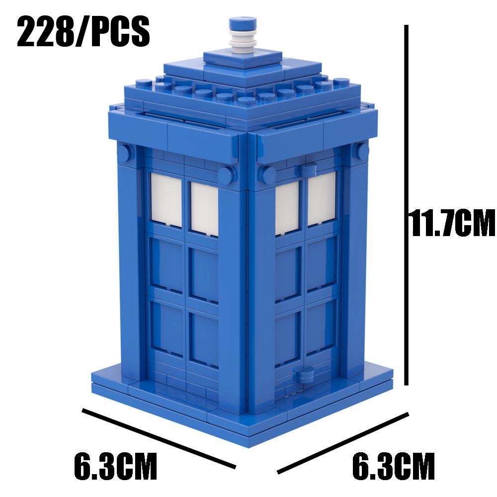 Building Block God Dr. Mi Phone Booth Street View Film And Television Peripheral Scene Assembly Model Small Ornament