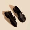 New Fashion Women Spring Summer Luxury Leather Flats Ladies Square Toes Loafers Ladies Low Heels Designer Shoes Black Brown