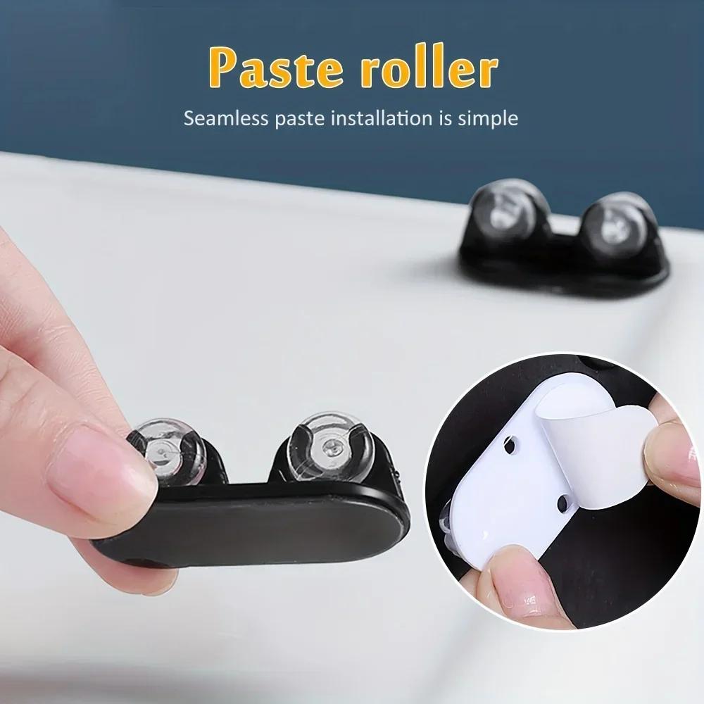4Pcs/Set Adhesive Caster Wheels, Non Swivel Castors, Furniture Storage Box Pulley, Mini Self Adhesive Caster Wheels for Home