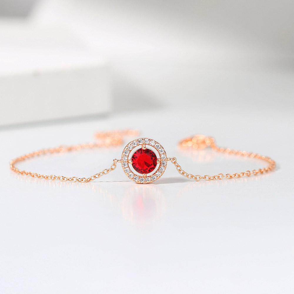 Round Cut Cubic Zirconia Bracelet For Women Rose Gold Color Hand Chain Jewelry H165