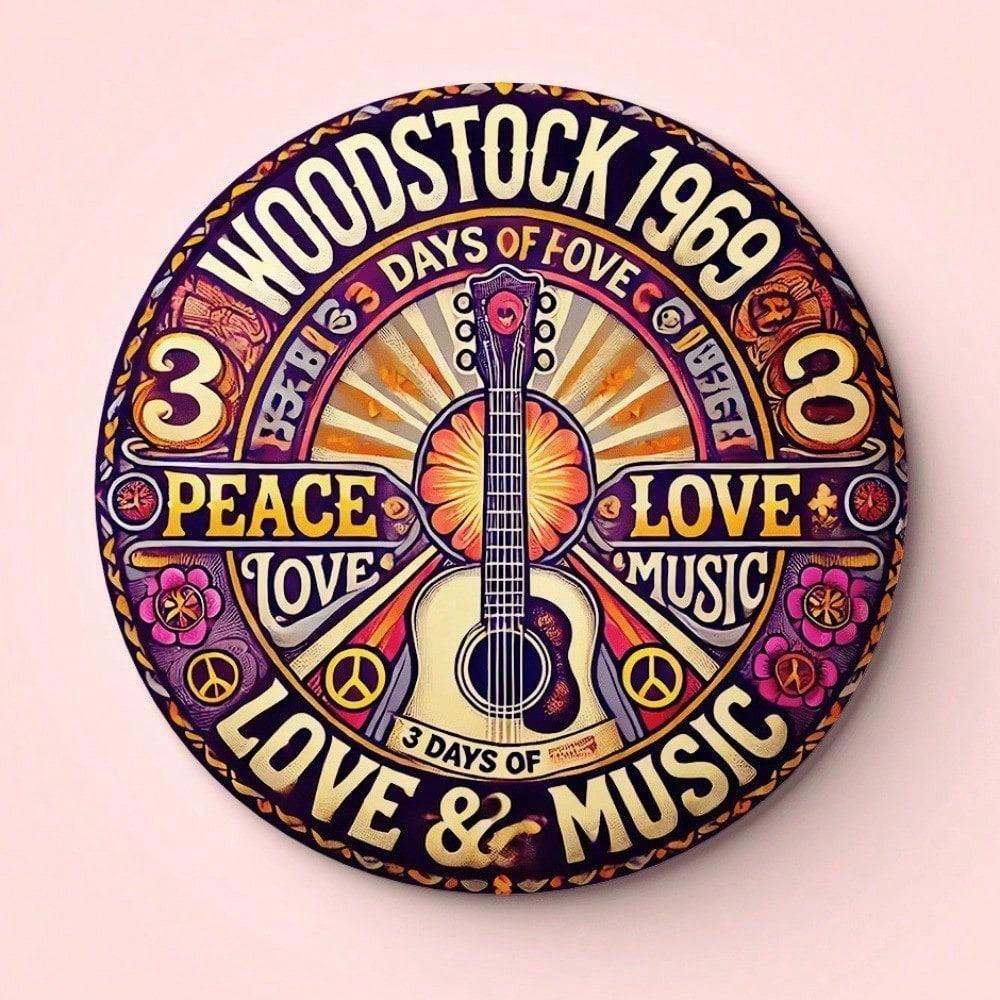 Retro Woodstock 1969 Music Wall Decor Tin Sign Metal Art 8x8 Inch Bar Cave Garage Decor