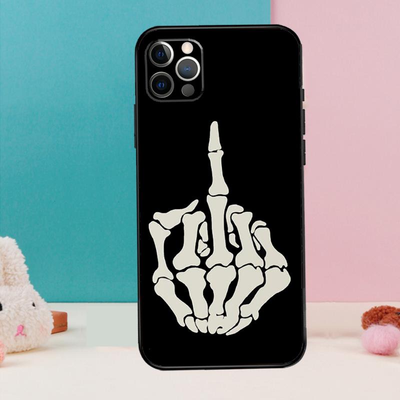 Skelett Mittelfinger Handyhülle Für iPhone 16 14 13 12 11 15 Pro Max 12 13 mini XR 15 16 Plus 16e Hülle Coque