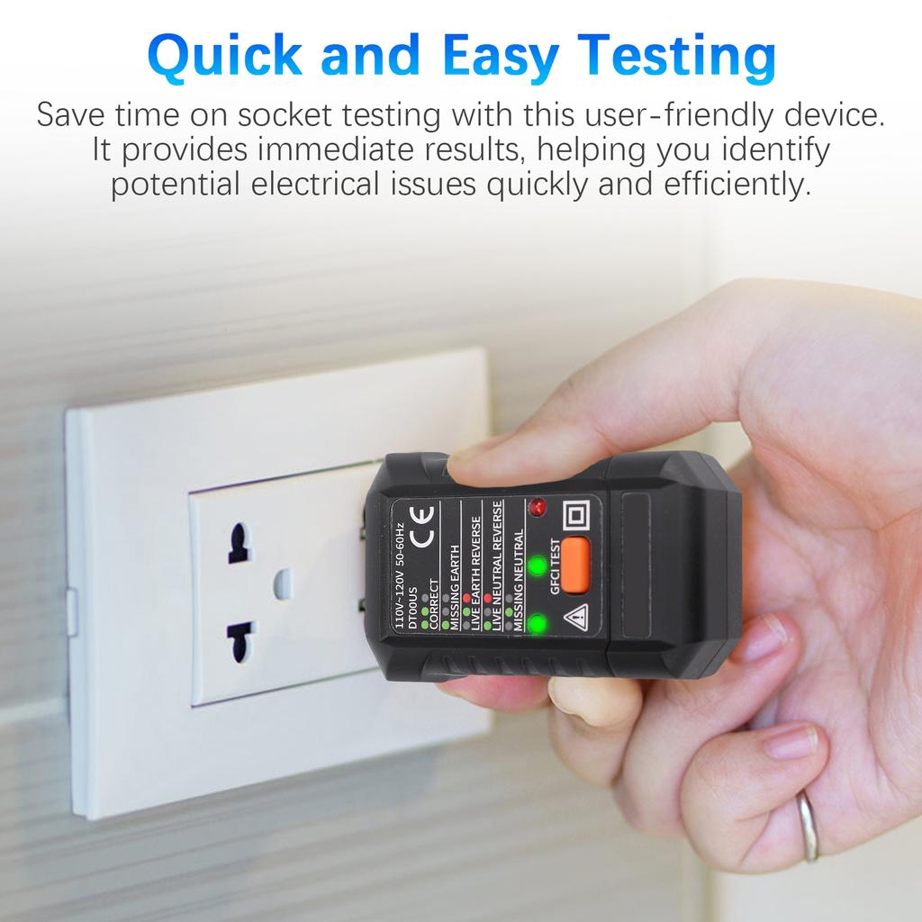 Outlet Tester, Portable Electrical Socket Tester   110V 120V AC Receptacle Analyzer with GFCI RCD Test, Live Neutral
