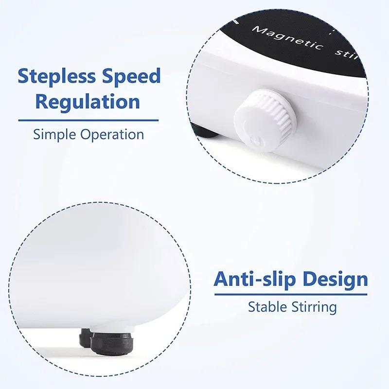 Mini Magnetic Stirrer Lab Mixer Portable Stir Plate with Stir Bar 2L 4000RPM for Laboratory Use
