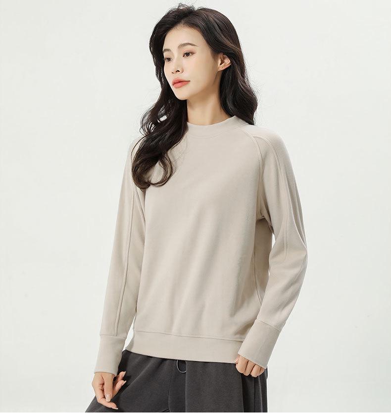 450g Thickened Cashmere Protein Raglan Sleeve Sweatshirt - Women's Warm Round Neck Top