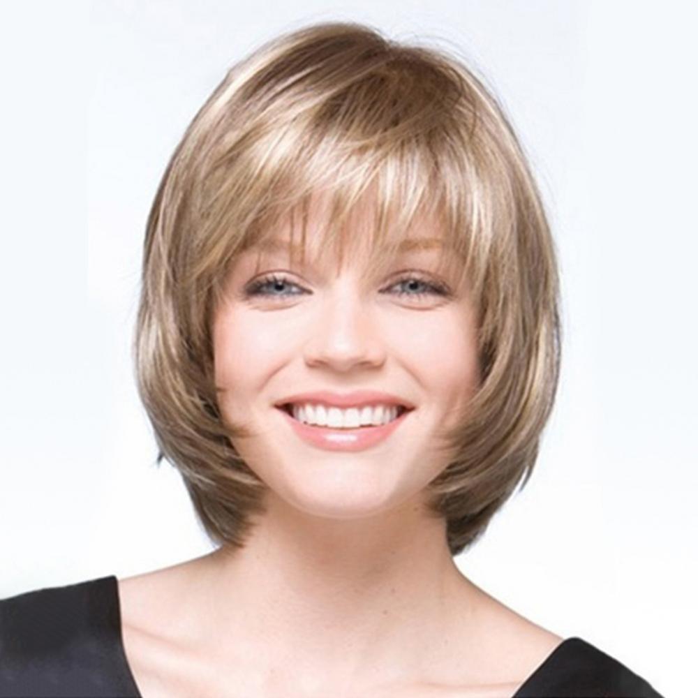Women Fashion Blonde High Temperature Fiber Ladies Short Straight Hair Wig Hairpiece Wig Natural Hair