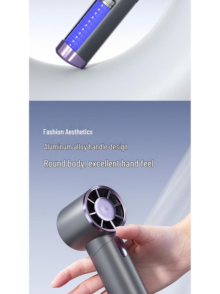 100-Speed USB Rechargeable Bladeless Handheld Fan with Stepless Control