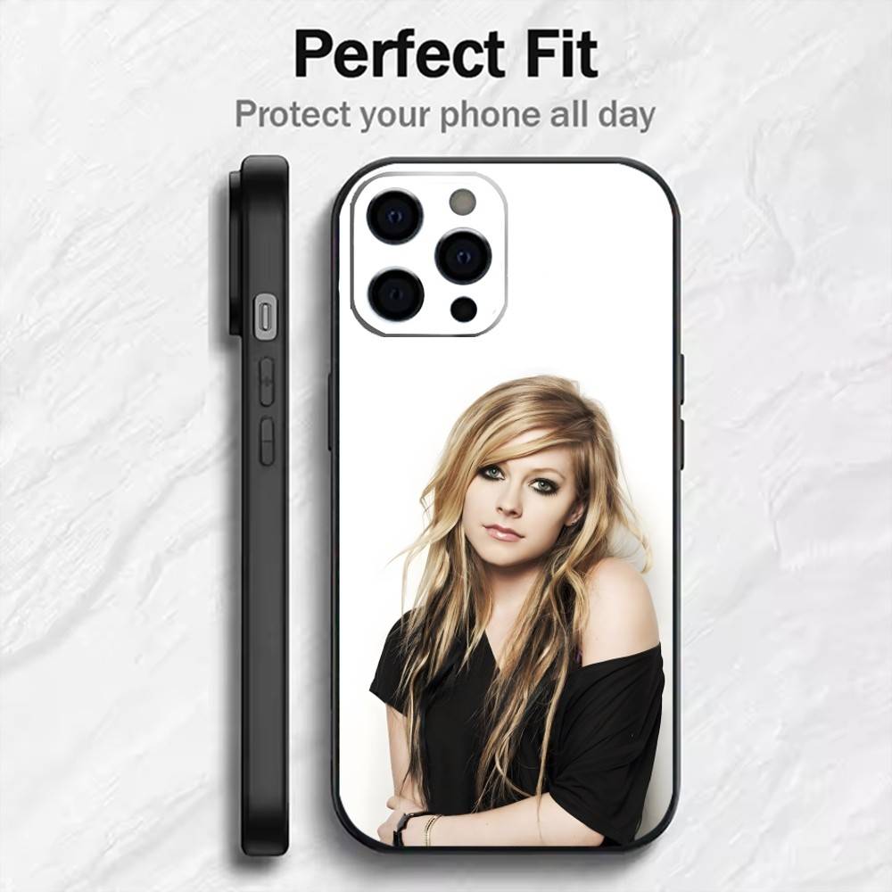 AV Pop-Punk Queen Avril Phone Case For iPhone17,16,15,14,13,12 Plus,Max Soft Silicone Black Cover